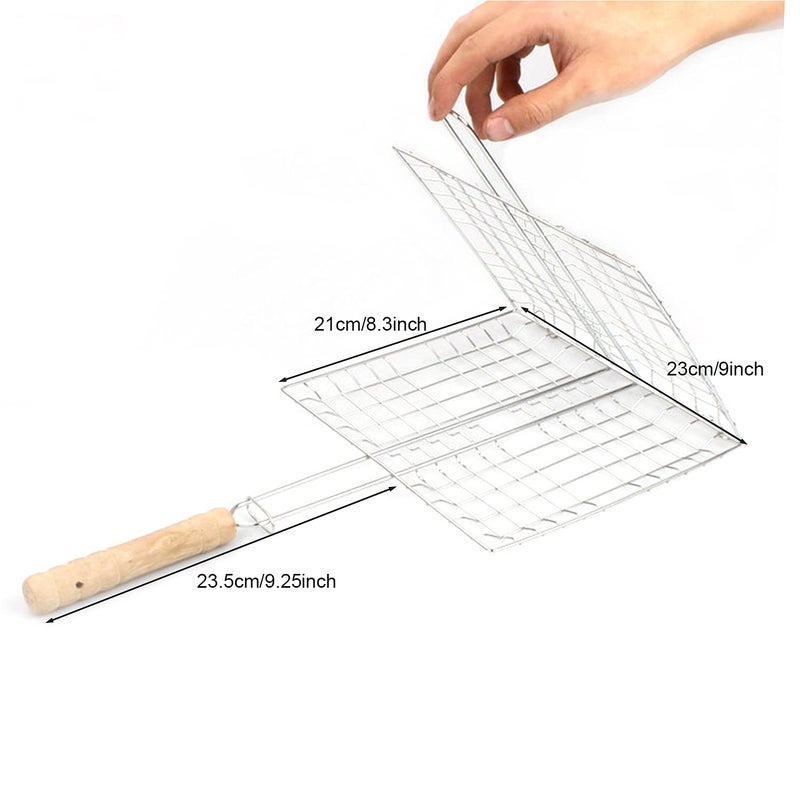 Odowalker Barbeque Grill Basket, Portable BBQ Grilling Baskets with Long Handle, Stainless Steel Grilling Basket for Fish Vegetables Steak Shrimp Chops Outdoor Grill Tool Accessories - Image 3
